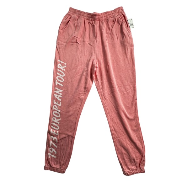 the Rolling Stones Pants - The Rolling Stones Womens Pink 1973 European Tour Graphic Jogger Sweatpants L